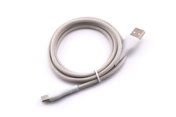 USB-C cable for charging smartphones in fabric braid