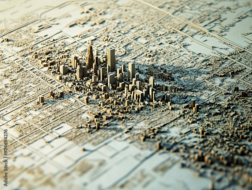 Technical aerial visual, 3D LiDAR GIS aerial map satellite scan model ...