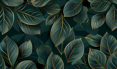 Wall Mural - seamless pattern with leaves