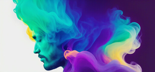 Poster - abstract smoke and face with cosmic