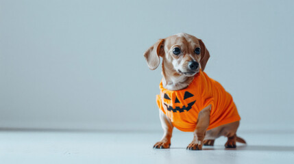 Wall Mural - Dachshund Puppy in Pumpkin Costume