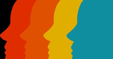 Poster - silhouette of people faces diversity, group coorporate 