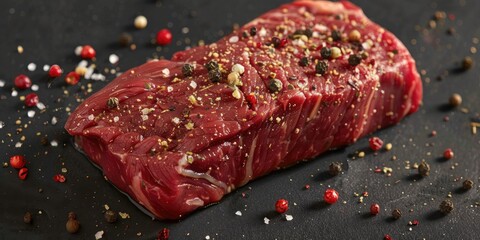 Sticker - Raw New York Beef Steak with Traditional Seasonings and Red Pepper