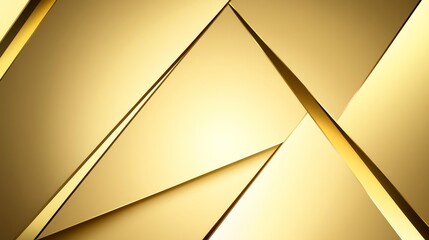 Wall Mural - A sleek, modern design featuring overlapping golden triangles, creating a sense of depth and luxury.