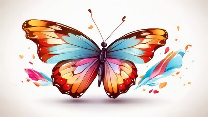 Wall Mural - set of colorful butterflies on white background