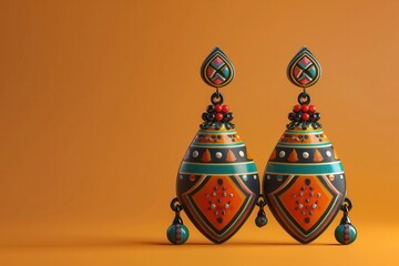 Wall Mural - A pair of colorful earrings with a background