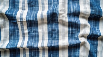 Poster - Blue and white striped cotton fabric background square picture