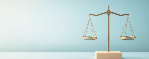 Justice scales with a shield, protecting equality, flat design illustration