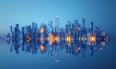 Wall Mural - blue city skyline