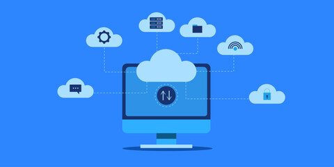 Wall Mural - cloud computing technology web service for enterprise and business solution, database management and