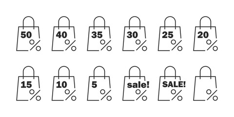 Wall Mural - collection of outlined shoppers with numbers and 