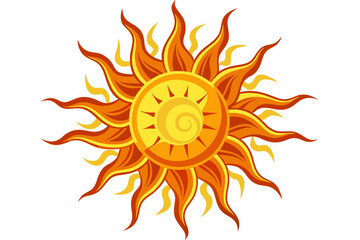 Wall Mural - Stylized Sun with Orange and Yellow Flames