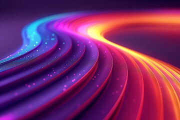 Wall Mural - An abstract radial wave background featuring a multitude of colored wave radial lines set against a purple backdrop, providing ample copy space for creation of abstract designs with a technological a