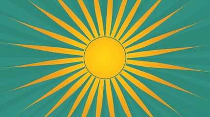 Canvas Print - A simple, stylized sun illustration with rays spreading outward, using a bright yellow color, perfect for weather apps or summer event posters.