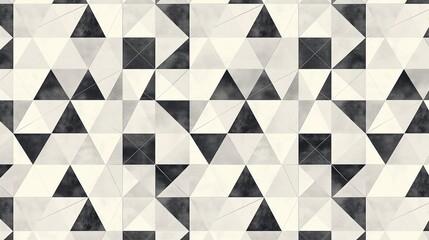 Canvas Print - A simple geometric pattern illustration, consisting of interlocking triangles in a monochrome palette, suitable for background or textile designs.