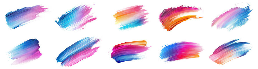 Collection of Gradients color of bright brush stroke isolated on background, abstract watercolor paint stoke for element decoration or banner.