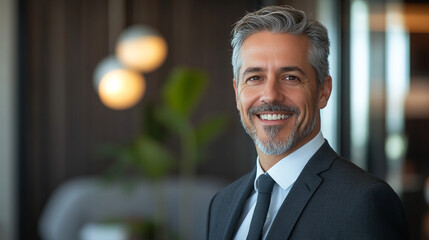 Canvas Print - Portrait of a bearded man in business suit. 