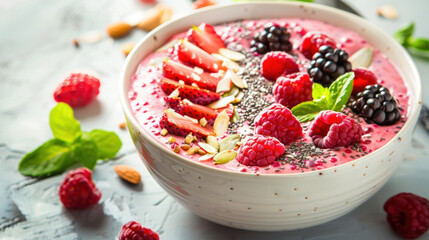 Keto Friendly Smoothie Bowl With Berries and Nuts