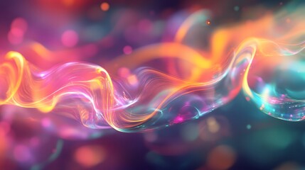 Wall Mural - 15. abstract floating tendrils of color and light, creating a high-tech aesthetic on a transparent s