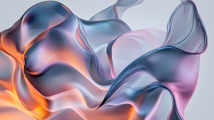 Wall Mural - 26. abstract 3d shapes with glowing edges and fluid gradients, displayed on a transparent canvas