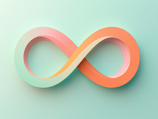 Wall Mural - a minimalist infinity sign in soft pastel tones, sharp and clean lines