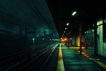 Wall Mural - train station in the night