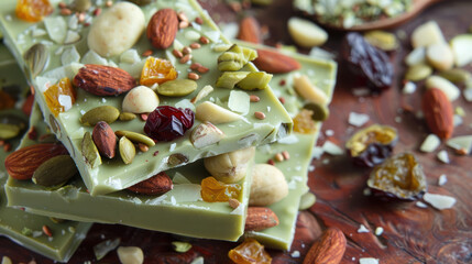 Canvas Print - Matcha White Chocolate Bark With Nuts and Dried Fruit