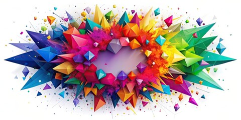 Wall Mural - Abstract design of colorful explosions with geometric shapes and vibrant colors, abstract, explosion, graphic, design