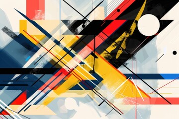 Leinwandbilder - painting with lot of different shapes, An abstract background with geometric shapes and bold lines
