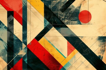 Leinwandbilder - painting with lot of different shapes, An abstract background with geometric shapes and bold lines