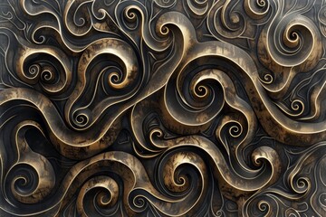 Aufkleber - colorful background with swirly shapes, An abstract pattern with intricate swirls and curves