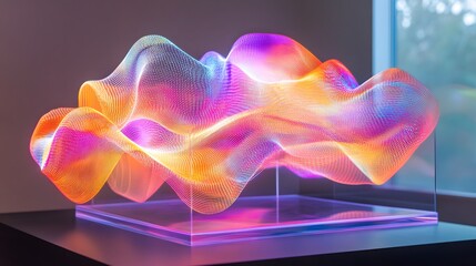Wall Mural - 70. floating, multi-colored ribbons of light with a dynamic, high-tech aesthetic on a clear canvas