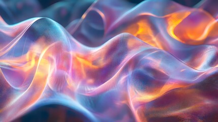 Wall Mural - 72. abstract waves of light and shadow with a holographic, translucent effect on a transparent surfa