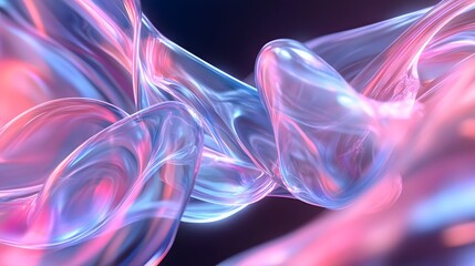 Wall Mural - 84. abstract 3d shapes with fluid, luminous textures and a high-tech, transparent feel