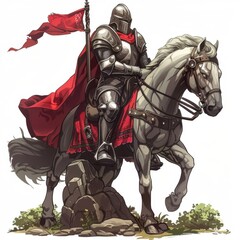 Wall Mural - A Knight in Shining Armor Riding a White Horse