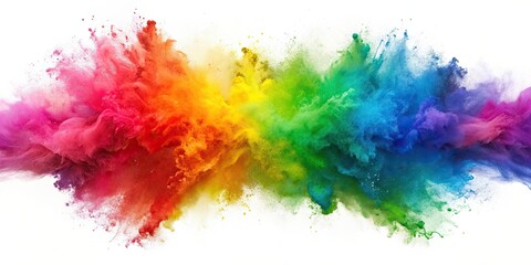 Wall Mural - Rainbow color explosion isolated on white background , vibrant, colorful, explosion, rainbow, isolated, abstract, spectrum