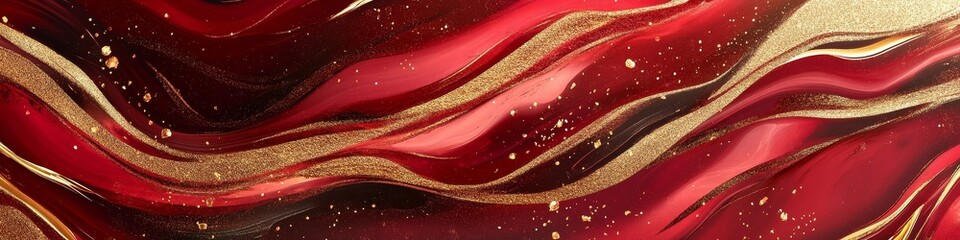 Canvas Print - Abstract background with red and gold marble texture