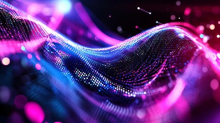 Wall Mural - vibrant abstract wave patterns with colorful light particles, perfect for modern designs and technol