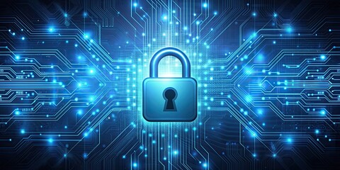 Wall Mural - Cybersecurity background with padlock symbol on a technological backdrop , cybersecurity, padlock, security, technology, IT