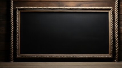 Wall Mural - Isolated announcement surface, chalk board. A empty black chalkboard isolated on wood background. Path included