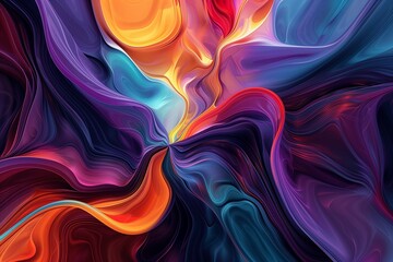 Wall Mural - An abstract digital art piece with swirling, vibrant colors and fluid shapes.