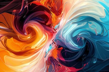 Wall Mural - An abstract digital art piece with swirling, vibrant colors and fluid shapes.