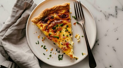 Wall Mural - A slice of pie is on a white plate with a fork next to it