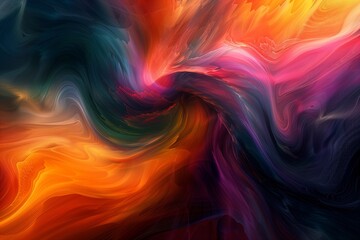 Wall Mural - An abstract landscape of swirling, vibrant colors blending together.
