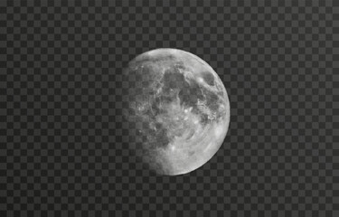 Wall Mural - Realistic vector moon on an isolated transparent background. Moon vector png. Dark night with vector real moon.