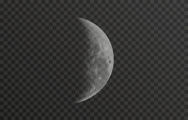 Wall Mural - realistic vector moon on an isolated transparent background. moon vector png. dark night with vector