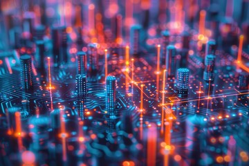 Wall Mural - Telecommunication Network - Cyberspace and Sensor Technology in Smart City Concept