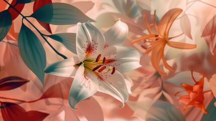 Lily motif on a floral backdrop