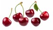 © MehmetKemal - Cherries floating in the air, isolated on white background
