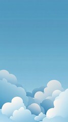 Cartoon illustration of white fluffy clouds in a blue sky.